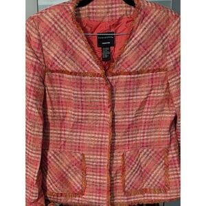Doncaster Collection Pink Plaid Tweed Jacket‎ Fringed Career